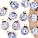 12 Pieces Blue and White Ceramic Balls Christmas Ornaments